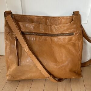 Margot tan Leather Crossbody Purse Bag Pockets Multi Compartment